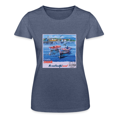Frauen-T-Shirt von Fruit of the Loom Beautiful Sunset Zadar 2 - Navy meliert