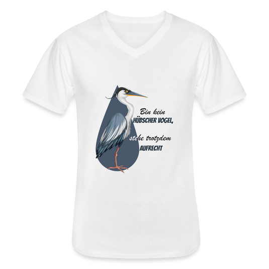 Klassisches Männer-T-Shirt mit V-Ausschnitt Kein Hübscher Vogel - weiß