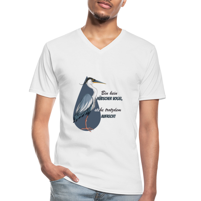 Lade das Bild in Galerie -Viewer, Klassisches Männer-T-Shirt mit V-Ausschnitt Kein Hübscher Vogel - weiß
