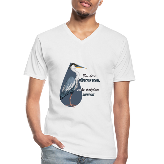 Klassisches Männer-T-Shirt mit V-Ausschnitt Kein Hübscher Vogel - weiß