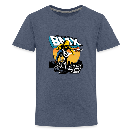 Teenager Premium T-Shirt BMX Rider - Blau meliert