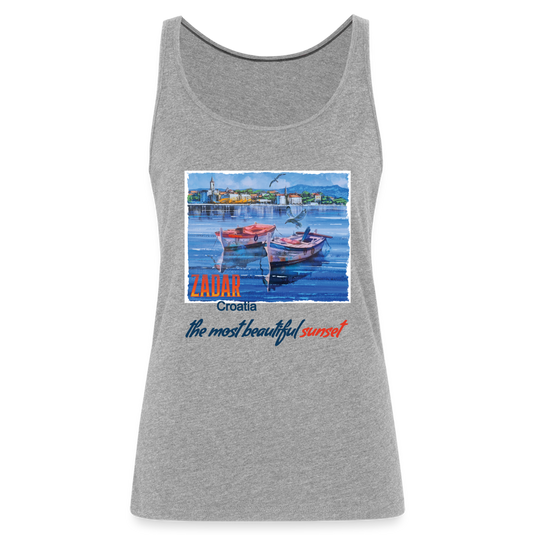 Frauen Premium Tank Top Beautiful Sunset Zadar - Grau meliert