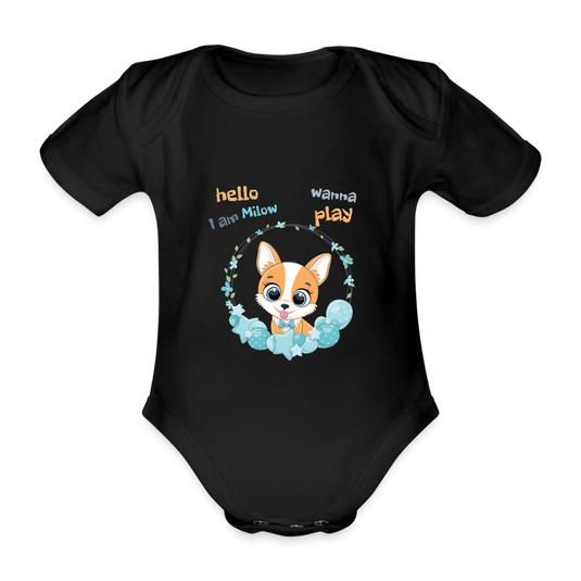 Baby Bio-Kurzarm-Body Milow - Schwarz