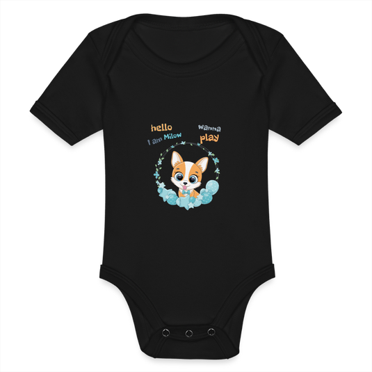 Baby Bio-Kurzarm-Body Milow - Schwarz