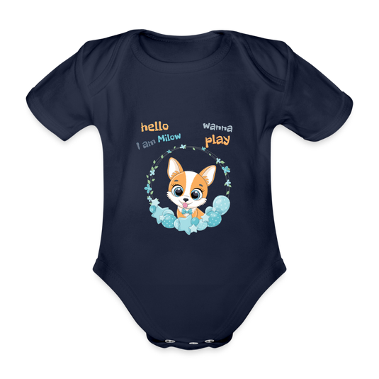 Baby Bio-Kurzarm-Body Milow - Dunkelnavy