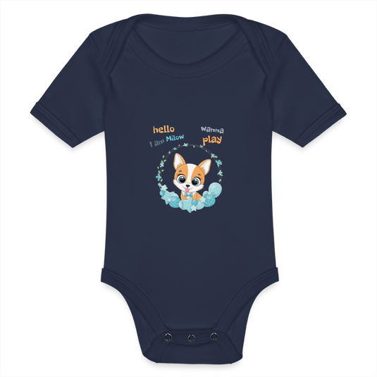 Baby Bio-Kurzarm-Body Milow - Dunkelnavy