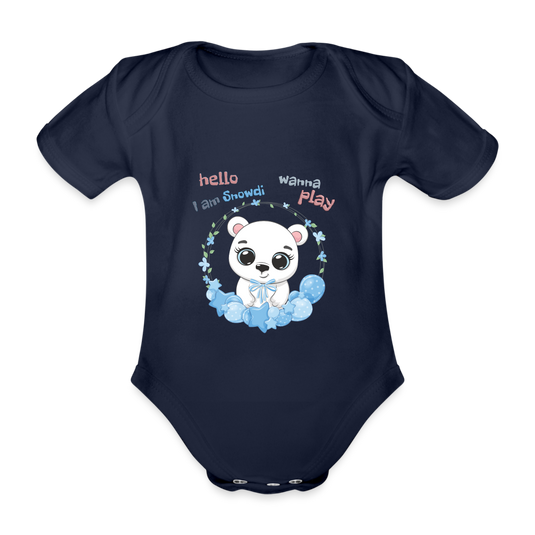 Baby Bio-Kurzarm-Body Polarbär Snowdi - Dunkelnavy