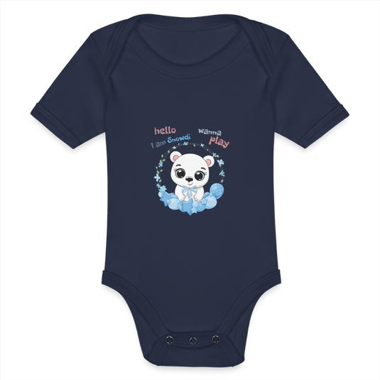 Baby Bio-Kurzarm-Body Polarbär Snowdi - Dunkelnavy