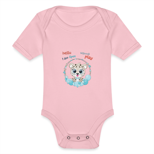 Baby Bio-Kurzarm-Body Leopard Spee - Hellrosa