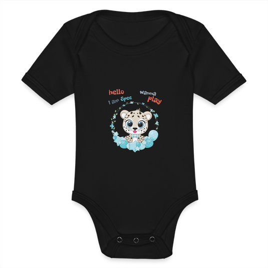 Baby Bio-Kurzarm-Body Leopard Spee - Schwarz