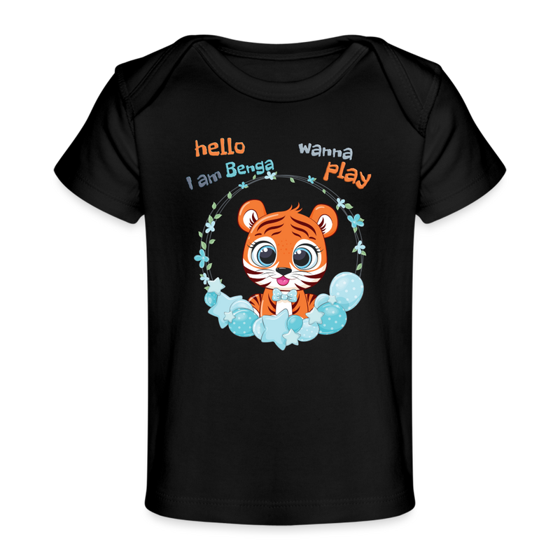 Lade das Bild in Galerie -Viewer, Baby Bio-T-Shirt Tiger Benga - Schwarz
