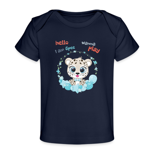 Baby Bio-T-Shirt Leopard Spee - Dunkelnavy