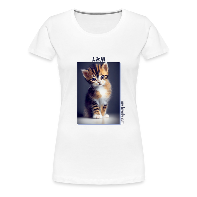 Frauen Premium T-Shirt Kätzchen LENI Lovely Cat - Weiß