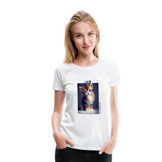 Frauen Premium T-Shirt Kätzchen LENI Lovely Cat - Weiß