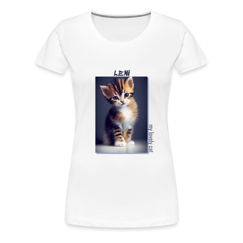 Lade das Bild in Galerie -Viewer, Frauen Premium T-Shirt Kätzchen LENI Lovely Cat - Weiß
