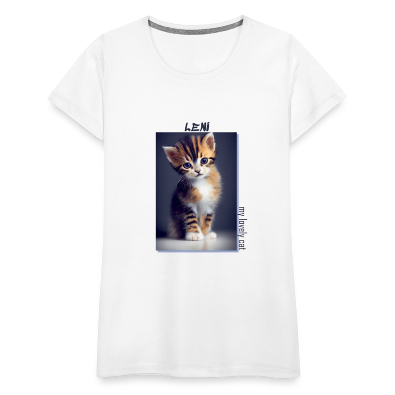 Lade das Bild in Galerie -Viewer, Frauen Premium T-Shirt Kätzchen LENI Lovely Cat - Weiß
