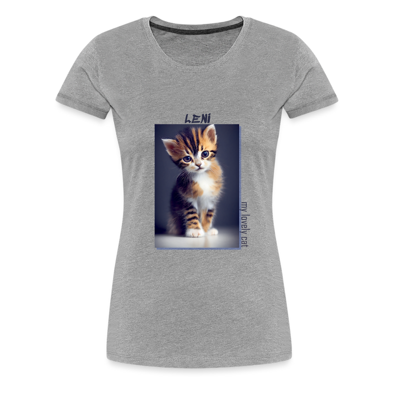 Lade das Bild in Galerie -Viewer, Frauen Premium T-Shirt Kätzchen LENI Lovely Cat - Grau meliert
