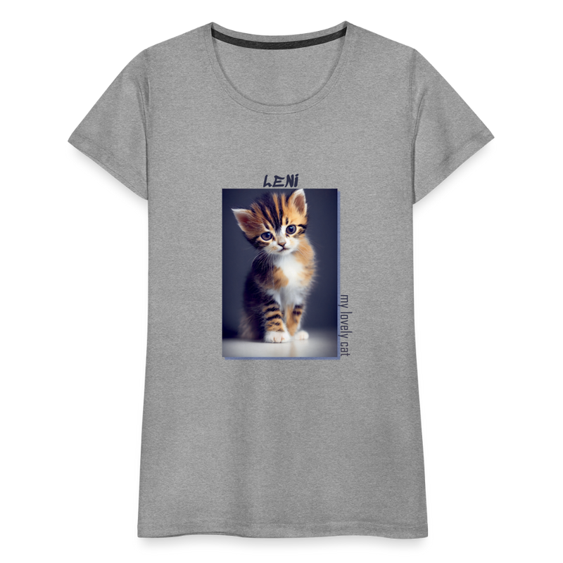 Lade das Bild in Galerie -Viewer, Frauen Premium T-Shirt Kätzchen LENI Lovely Cat - Grau meliert
