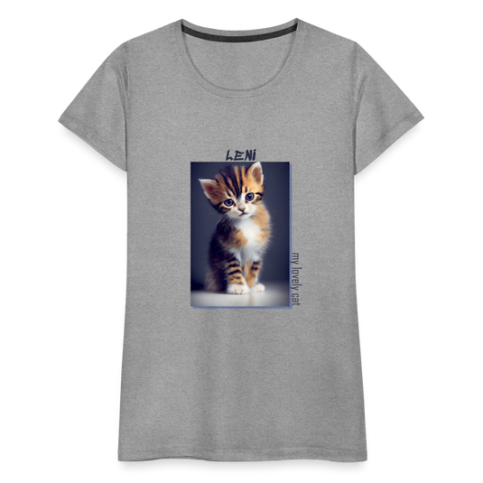 Frauen Premium T-Shirt Kätzchen LENI Lovely Cat - Grau meliert