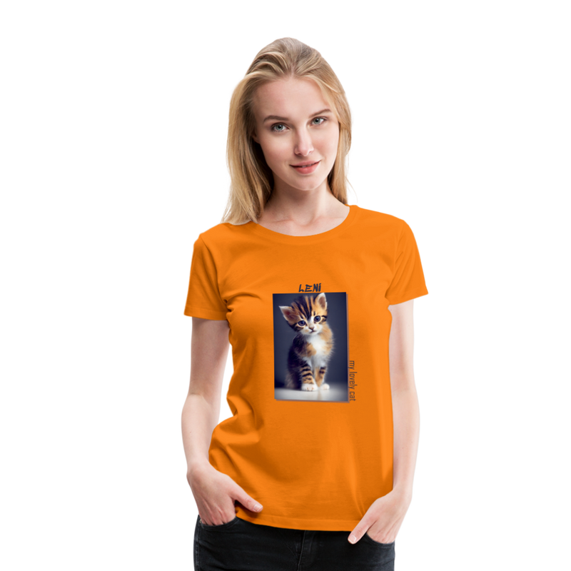 Lade das Bild in Galerie -Viewer, Frauen Premium T-Shirt Kätzchen LENI Lovely Cat - Orange
