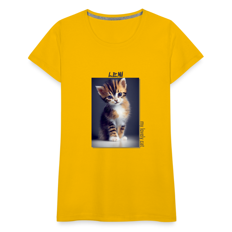 Lade das Bild in Galerie -Viewer, Frauen Premium T-Shirt Kätzchen LENI Lovely Cat - Sonnengelb
