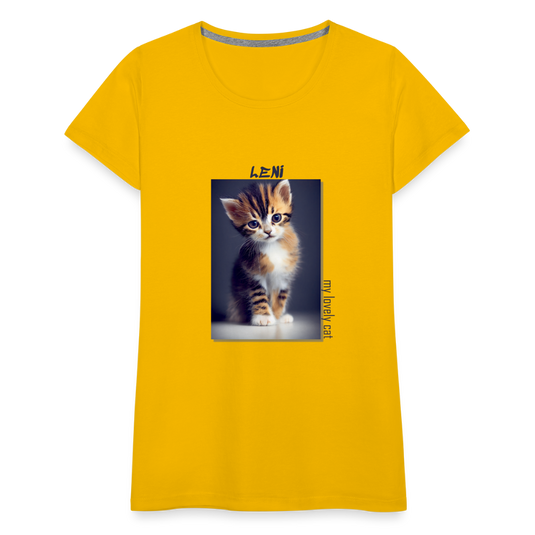 Frauen Premium T-Shirt Kätzchen LENI Lovely Cat - Sonnengelb