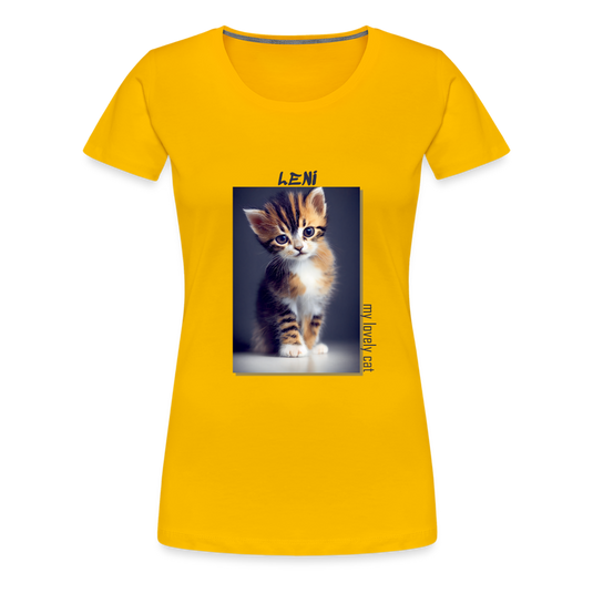 Frauen Premium T-Shirt Kätzchen LENI Lovely Cat - Sonnengelb