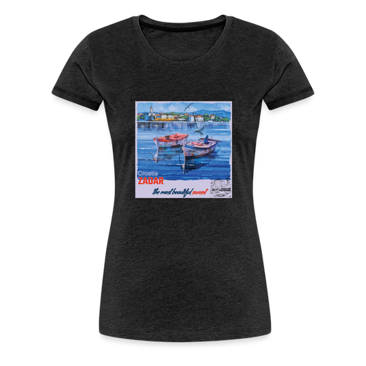 Frauen Premium T-Shirt Zwei Boote in Zadar mit Hintergrund - Anthrazit