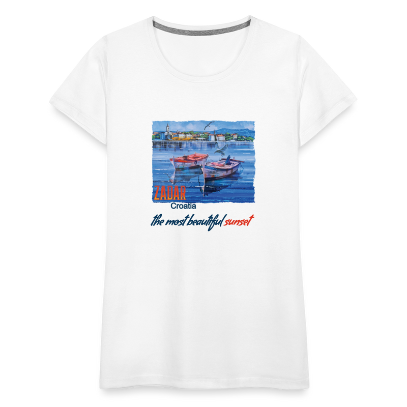 Lade das Bild in Galerie -Viewer, Frauen Premium T-Shirt Zwei Boote in Zadar - Weiß
