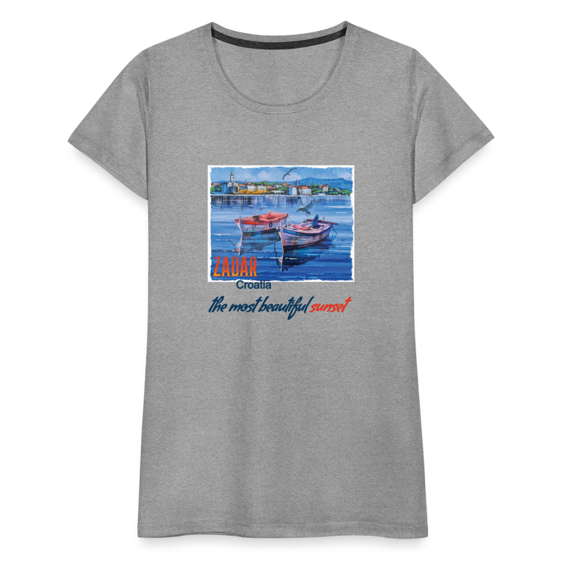 Lade das Bild in Galerie -Viewer, Frauen Premium T-Shirt Zwei Boote in Zadar - Grau meliert
