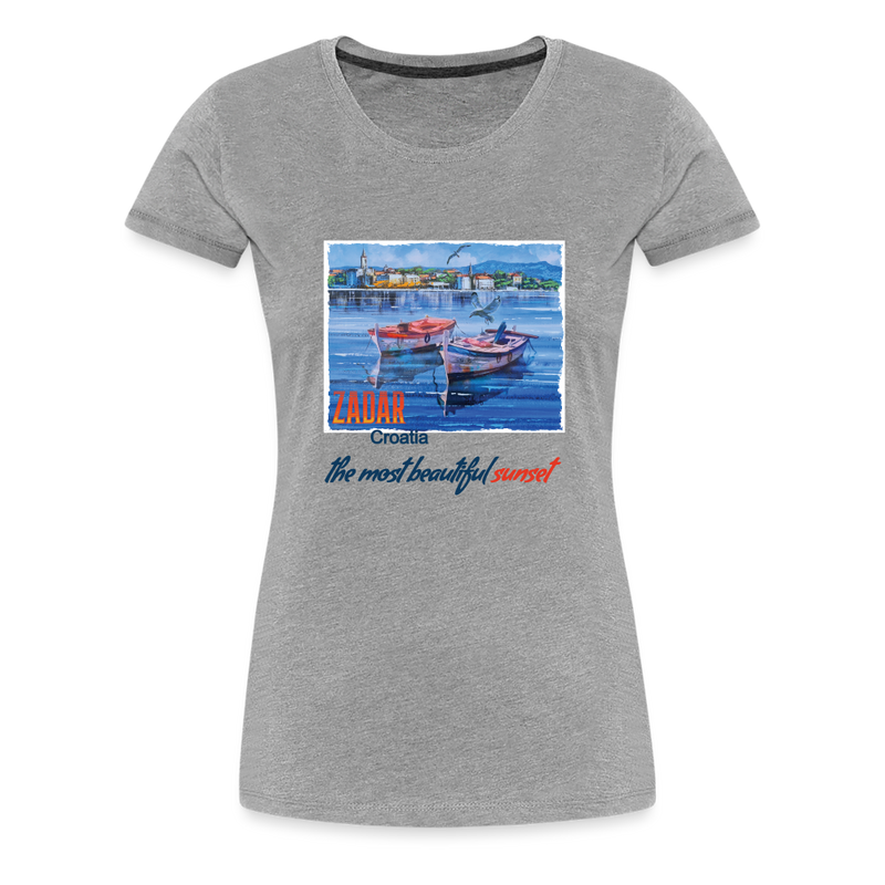 Lade das Bild in Galerie -Viewer, Frauen Premium T-Shirt Zwei Boote in Zadar - Grau meliert
