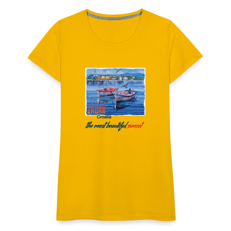 Lade das Bild in Galerie -Viewer, Frauen Premium T-Shirt Zwei Boote in Zadar - Sonnengelb
