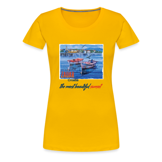 Frauen Premium T-Shirt Zwei Boote in Zadar - Sonnengelb