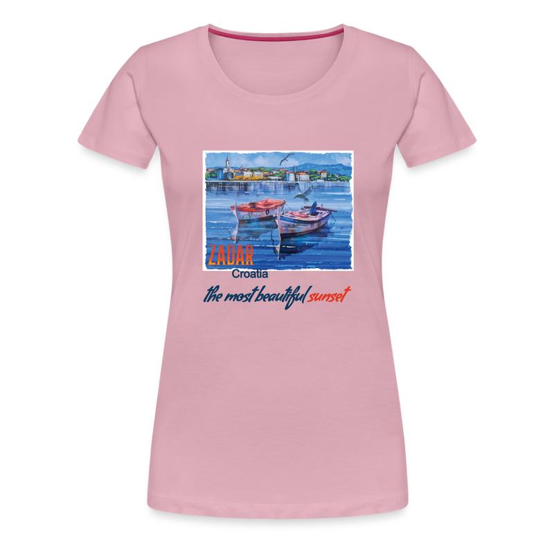 Lade das Bild in Galerie -Viewer, Frauen Premium T-Shirt Zwei Boote in Zadar - Hellrosa
