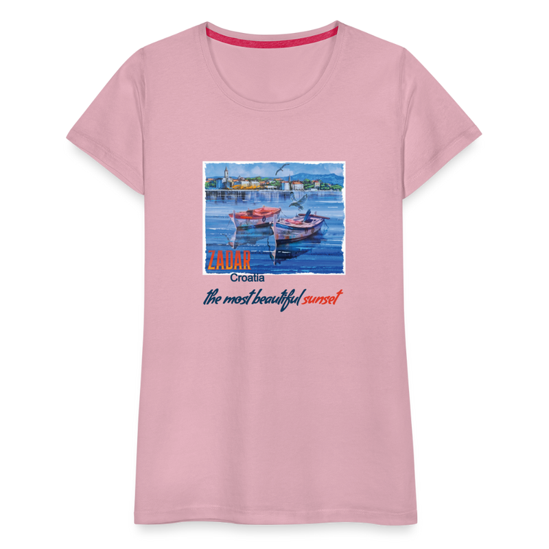 Lade das Bild in Galerie -Viewer, Frauen Premium T-Shirt Zwei Boote in Zadar - Hellrosa
