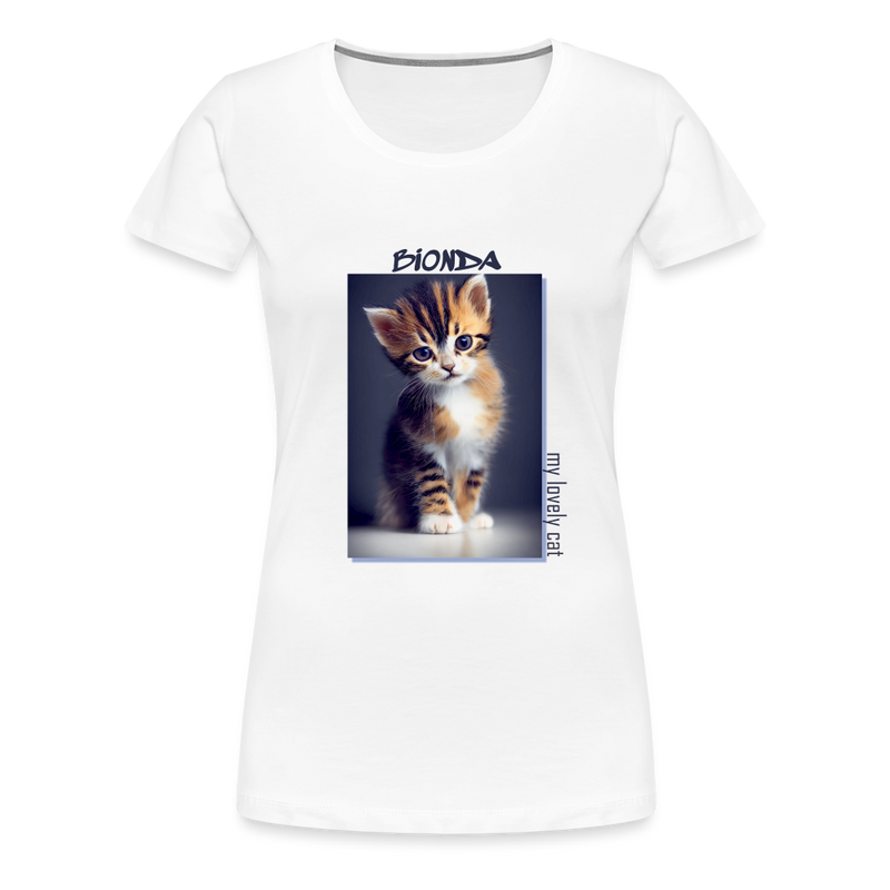 Lade das Bild in Galerie -Viewer, Frauen Premium T-Shirt Kätzchen Bionda Lovely Cat - Weiß
