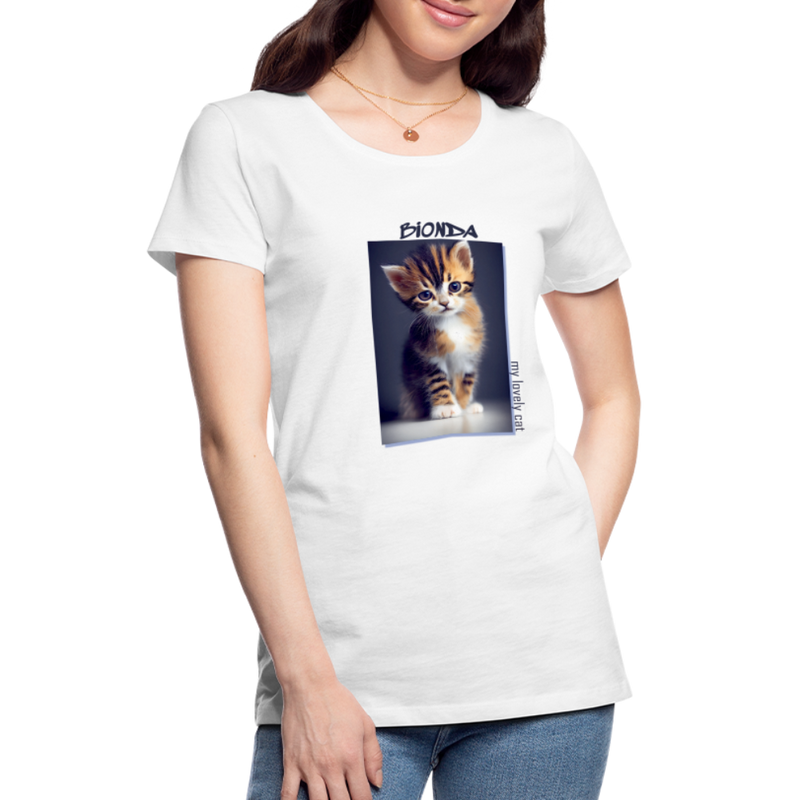 Lade das Bild in Galerie -Viewer, Frauen Premium T-Shirt Kätzchen Bionda Lovely Cat - Weiß
