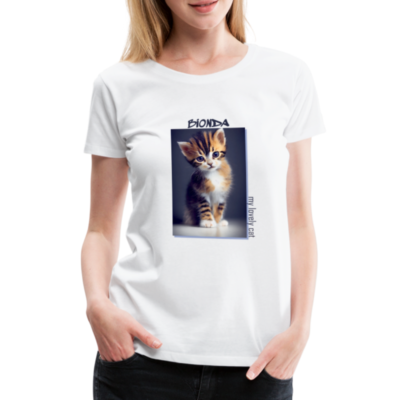 Lade das Bild in Galerie -Viewer, Frauen Premium T-Shirt Kätzchen Bionda Lovely Cat - Weiß
