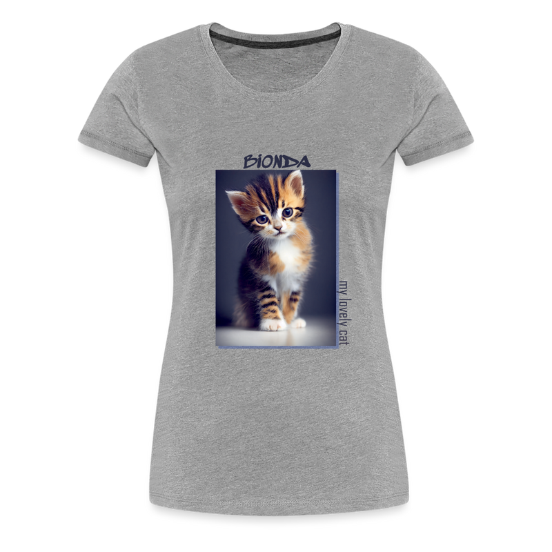 Lade das Bild in Galerie -Viewer, Frauen Premium T-Shirt Kätzchen Bionda Lovely Cat - Grau meliert
