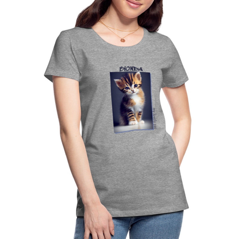 Lade das Bild in Galerie -Viewer, Frauen Premium T-Shirt Kätzchen Bionda Lovely Cat - Grau meliert
