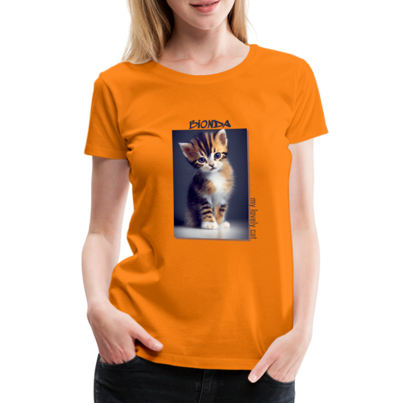 Lade das Bild in Galerie -Viewer, Frauen Premium T-Shirt Kätzchen Bionda Lovely Cat - Orange
