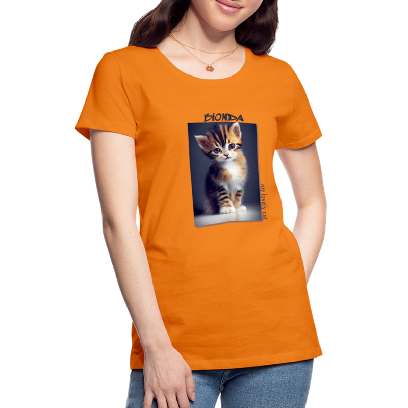 Lade das Bild in Galerie -Viewer, Frauen Premium T-Shirt Kätzchen Bionda Lovely Cat - Orange
