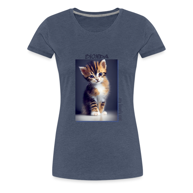 Lade das Bild in Galerie -Viewer, Frauen Premium T-Shirt Kätzchen Bionda Lovely Cat - Blau meliert
