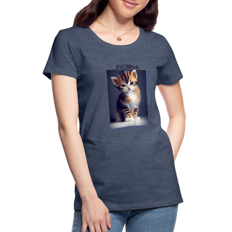 Lade das Bild in Galerie -Viewer, Frauen Premium T-Shirt Kätzchen Bionda Lovely Cat - Blau meliert
