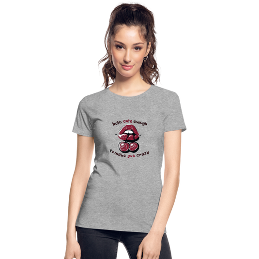 Frauen Premium Bio T-Shirt Make you crazy weiß - Grau meliert