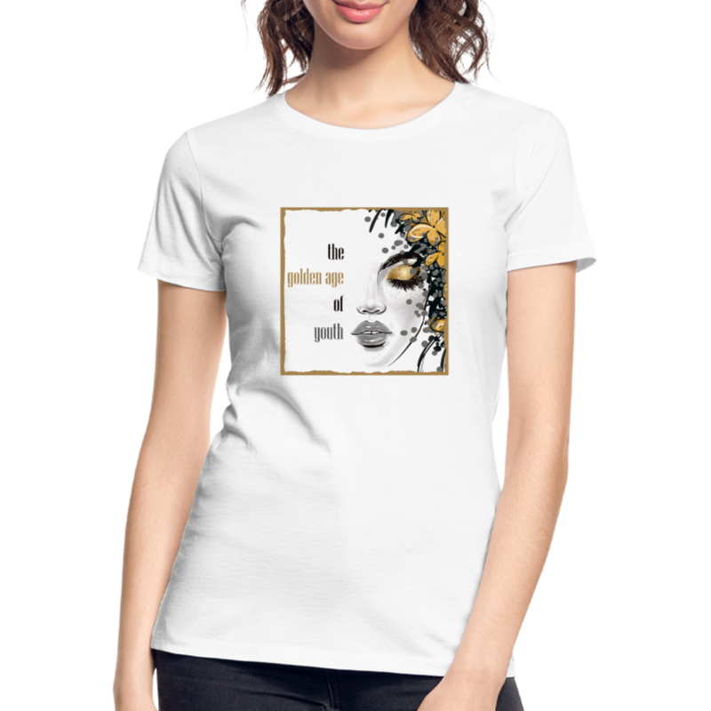 Lade das Bild in Galerie -Viewer, Frauen Premium Bio T-Shirt Golden Age Of Youth GOLD - Weiß
