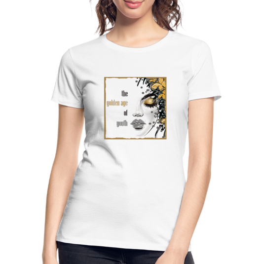 Frauen Premium Bio T-Shirt Golden Age Of Youth GOLD - Weiß