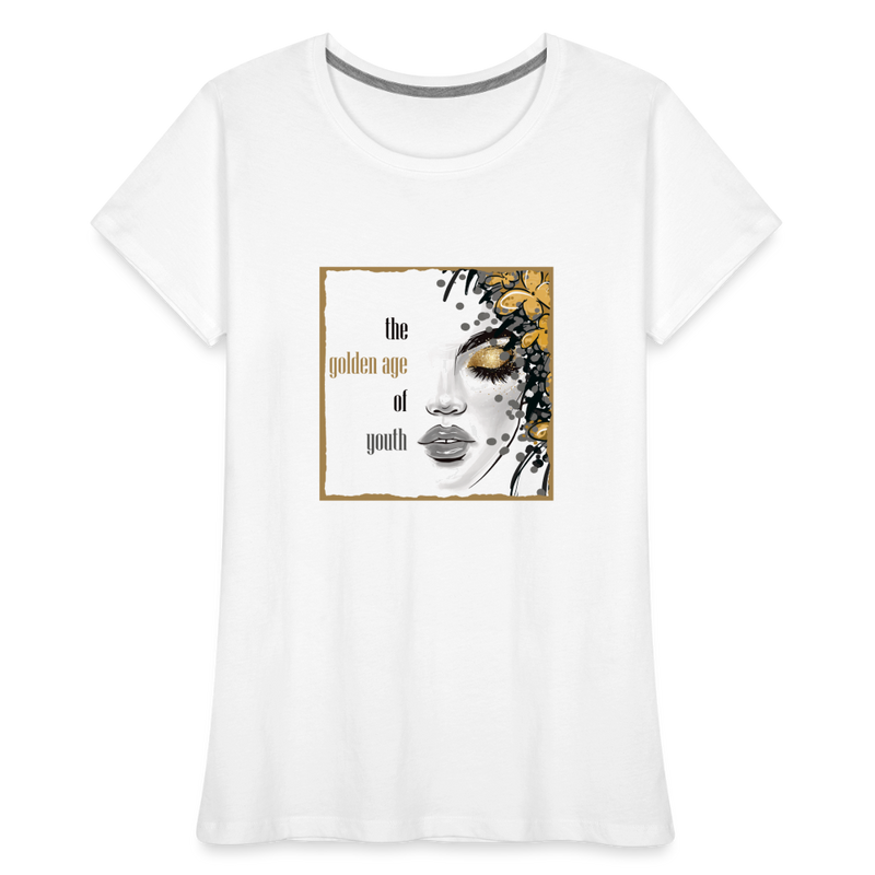 Lade das Bild in Galerie -Viewer, Frauen Premium Bio T-Shirt Golden Age Of Youth GOLD - Weiß
