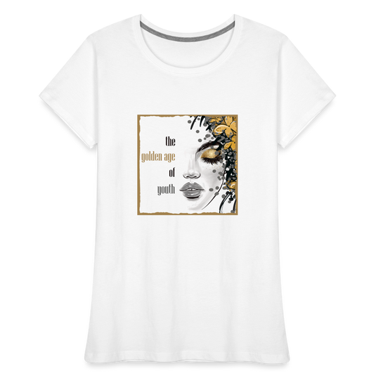 Frauen Premium Bio T-Shirt Golden Age Of Youth GOLD - Weiß