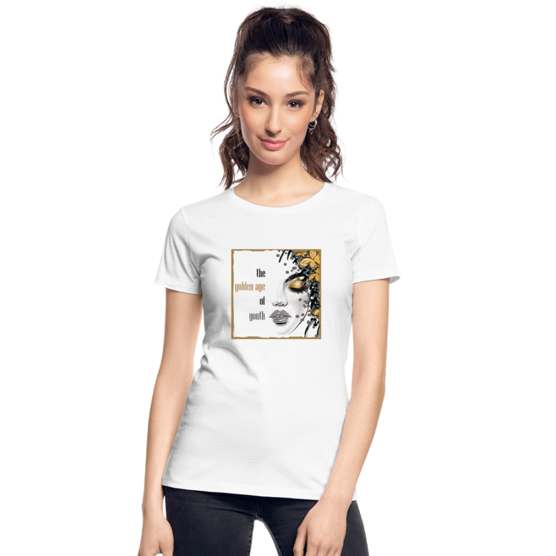 Lade das Bild in Galerie -Viewer, Frauen Premium Bio T-Shirt Golden Age Of Youth GOLD - Weiß
